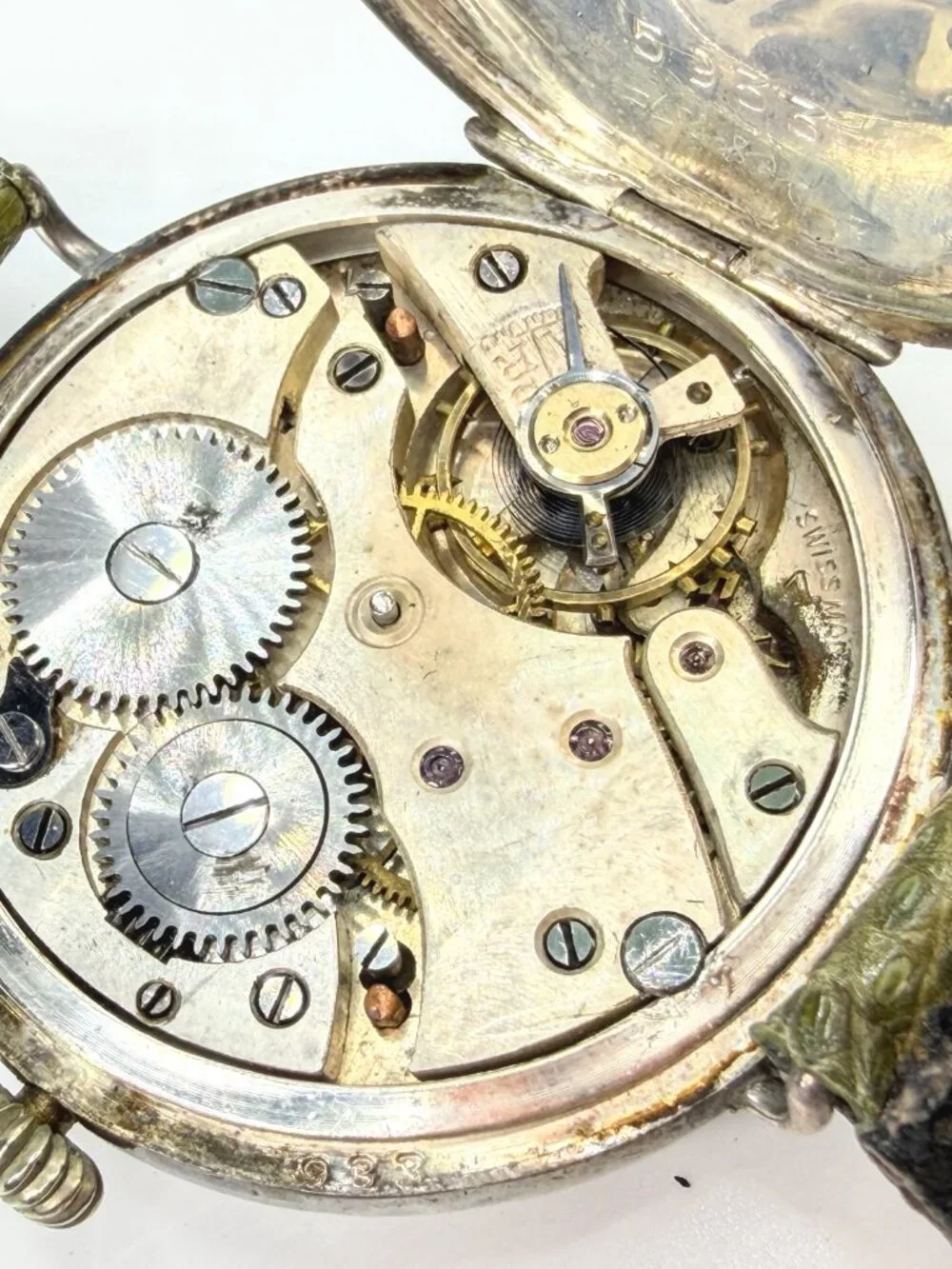 WWI Swiss Sterling Silver Telephone Dial Trench Watch c1915 Mechanical SS489